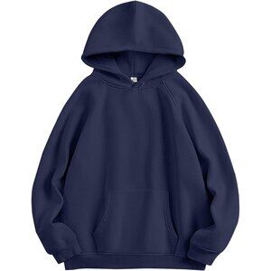Women Navy Blue Hoodies Oversized Fleece Long Sleeve Comfy Casual Sweatshirts